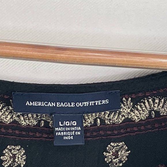 AEO American Eagle Outfitters Mini Dress Women’s L Black Embroidered Bohemian - Picture 10 of 16